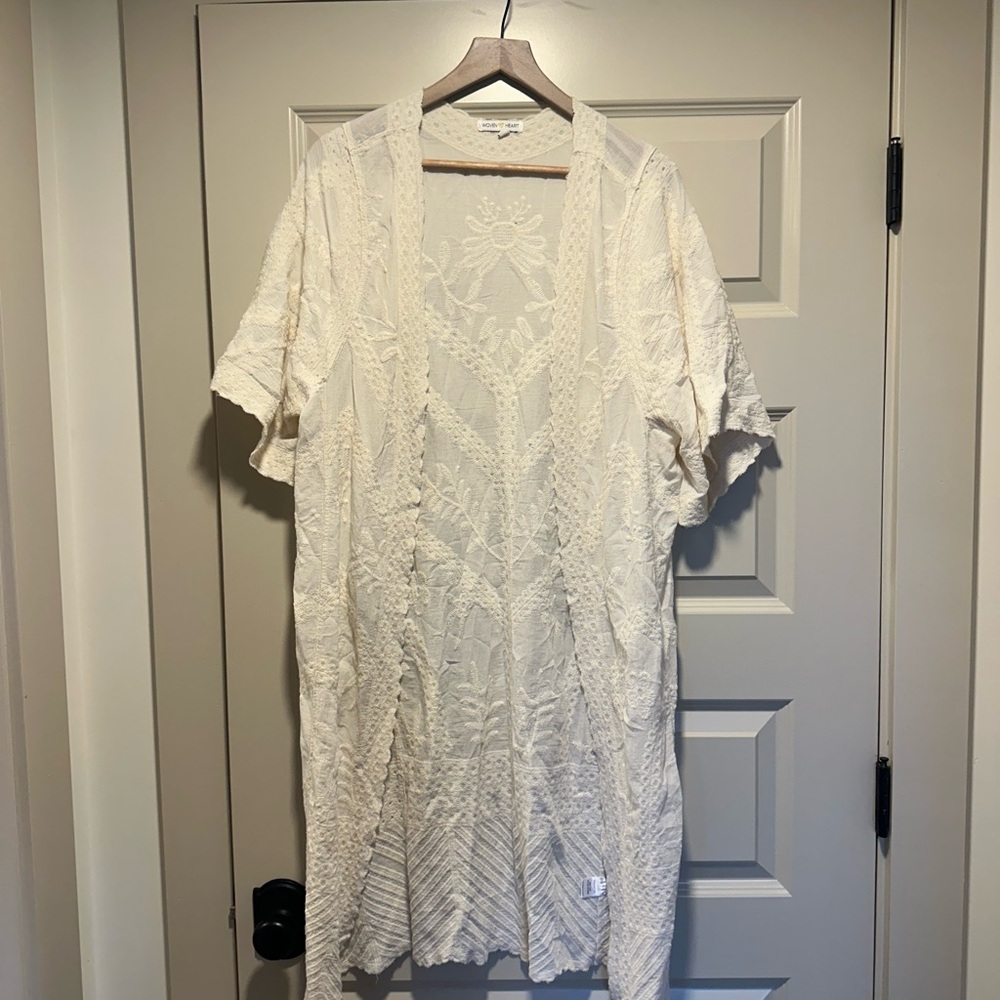 Cream Lace Kimono Cardigan